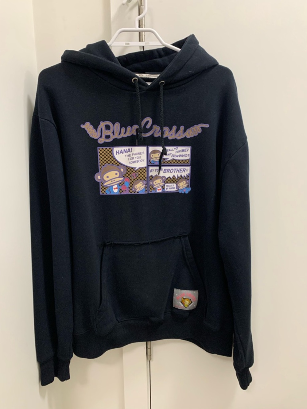 Baby Milo by A bathing Ape Black Graphic Hoodie - Casual Pullover Sweatshirt  L